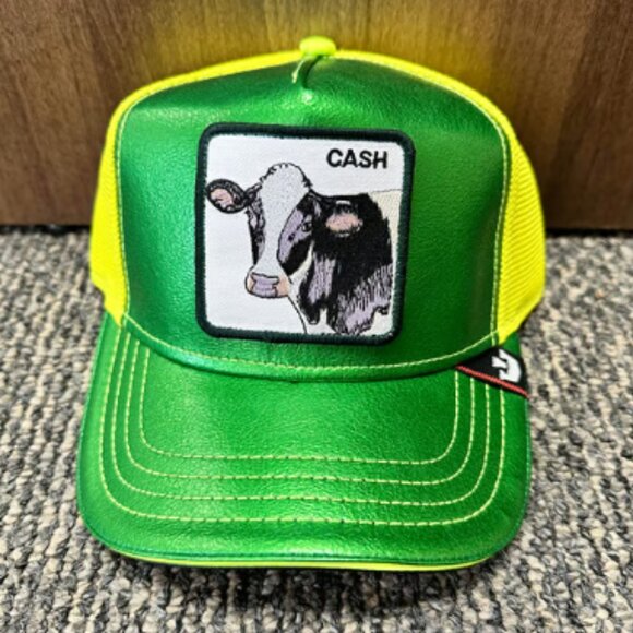 Goorin Animal Farm Trucker Baseball Snapback Hat Cap Cash Cow Metallic Limelight